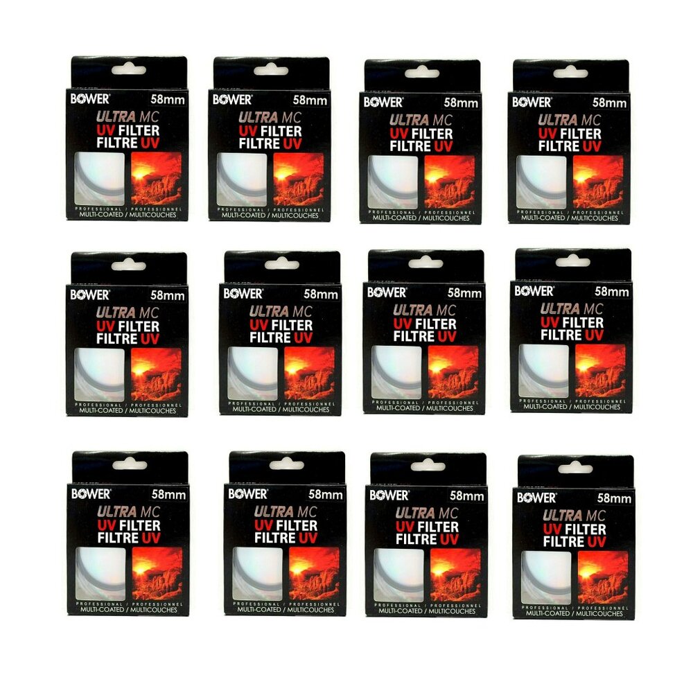 58 mm Ultra Multi Coated UV Camera Lens Filters Lot of 12 Bower Brand